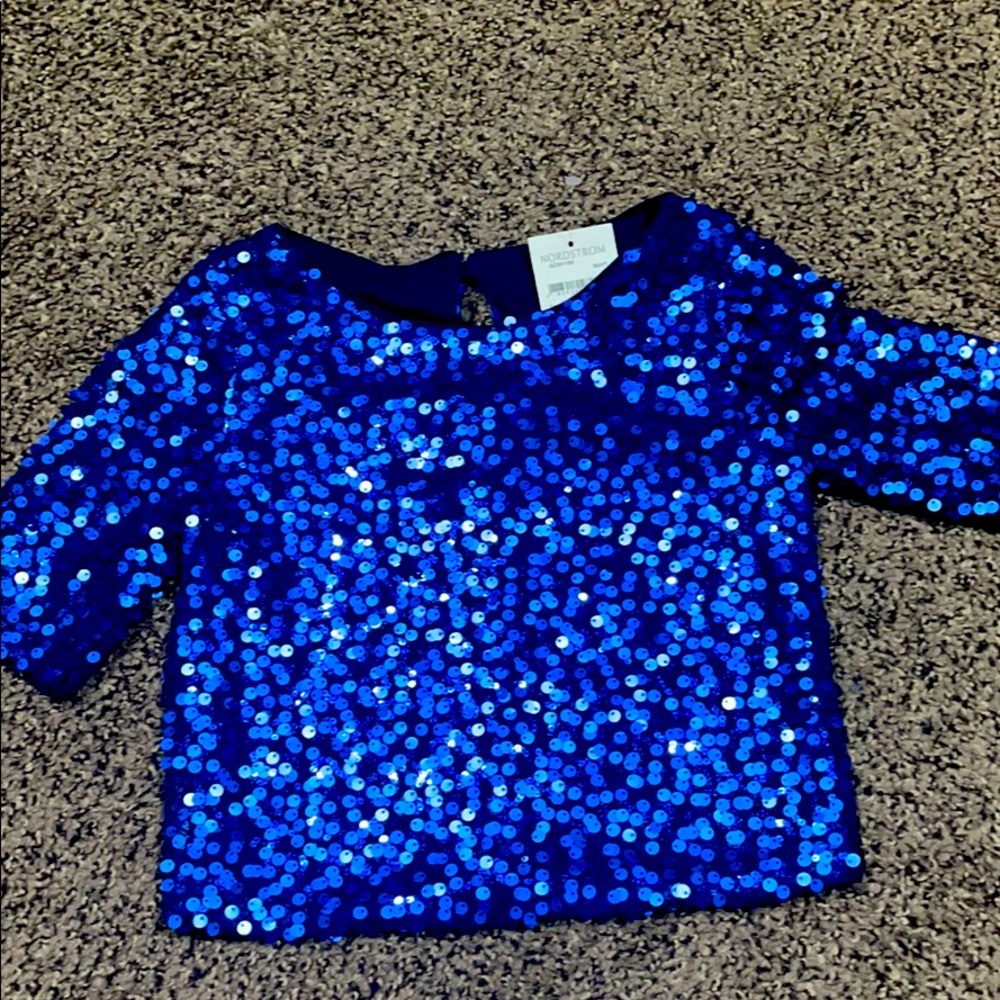 A kids navy blue sparkling crop top for girls
